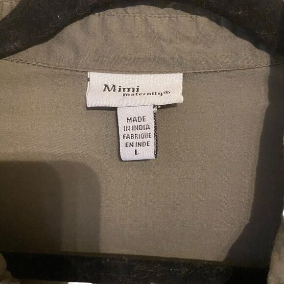 Mimi Maternity women Large Blouse Top Green‎ V-neck Hidden Side Zipper Flawed - Picture 2 of 10